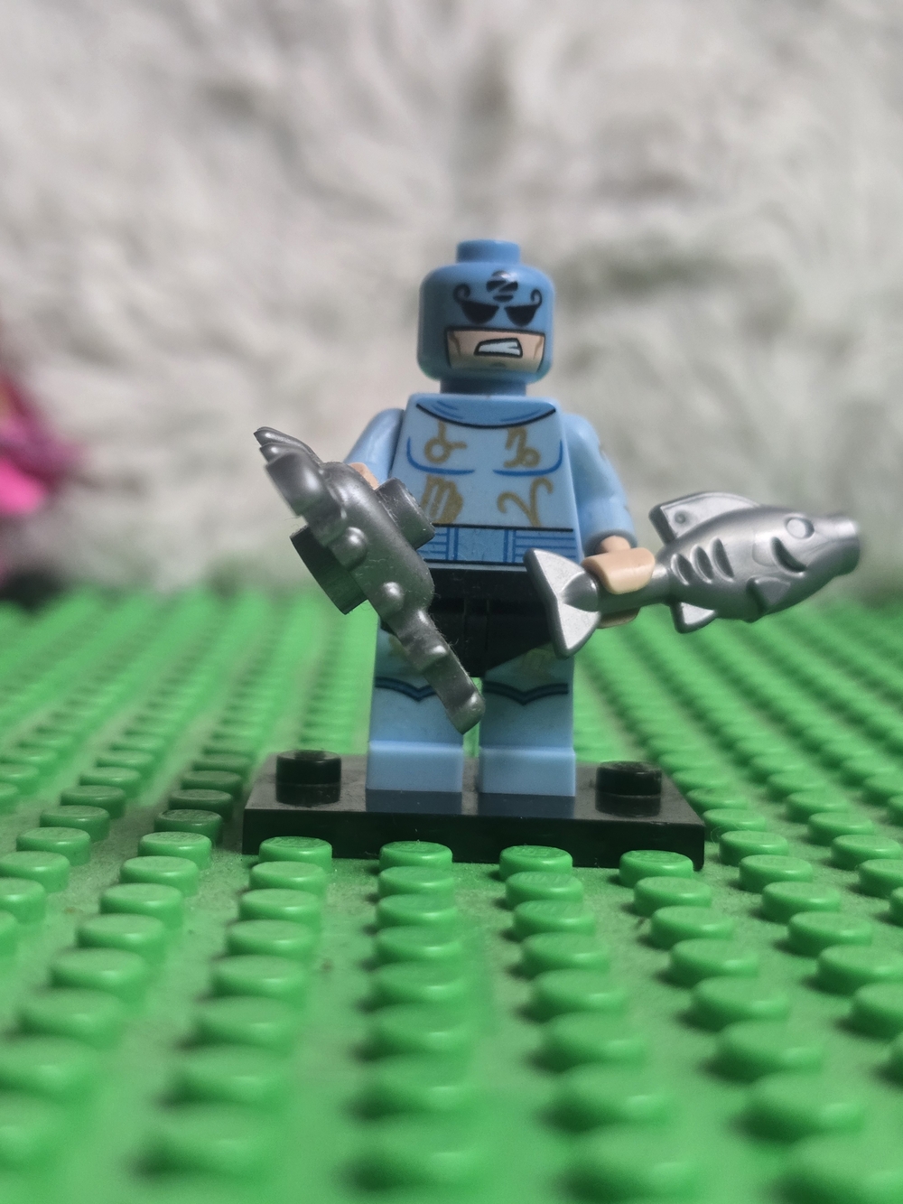 Lego Light Blue The Zodiac Master Minifigure with Silver Fish